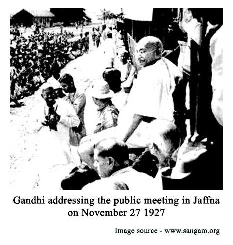 Gandhi addressing the public meeting in jaffna