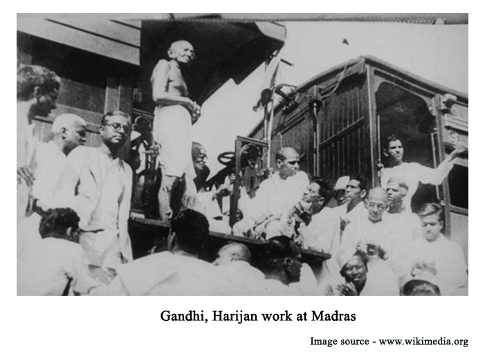 Gandhi, harijan work at madras