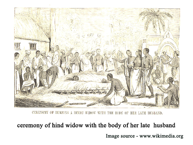 Ceremony of hind widow with the body of her late husband 