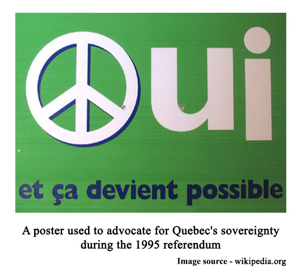 A poster used to advocate for Quebec’s sovereignty during the 1995 referendum 