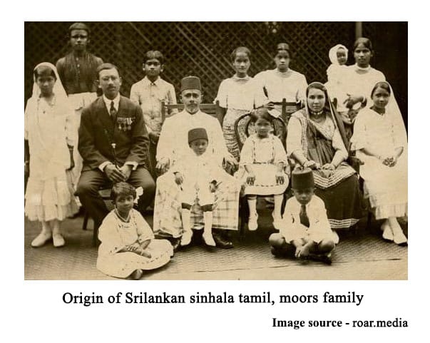 origin of Sri Lankan sinhala tamil, moors family