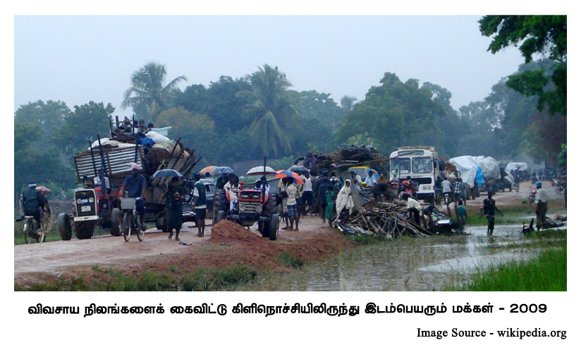 Civilians being forced to leave their homes because of the fighting. January 2009