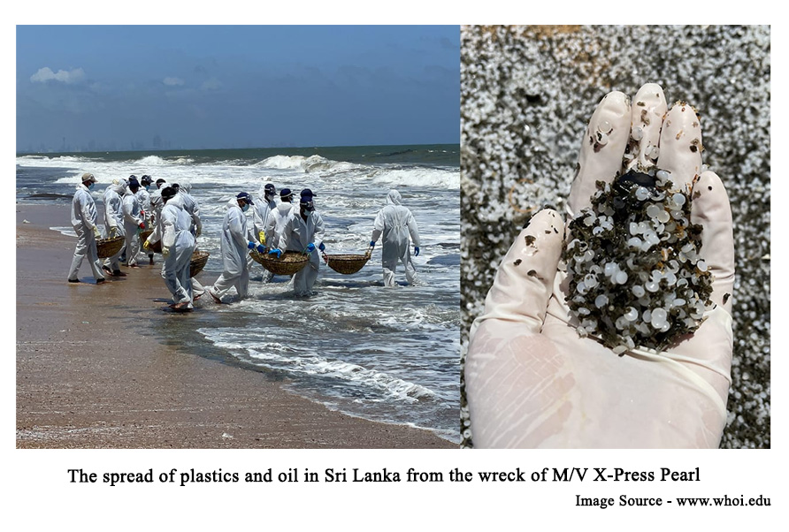 The spread of plastics and oil in Sri Lanka from the wreck of X-Press Pearl