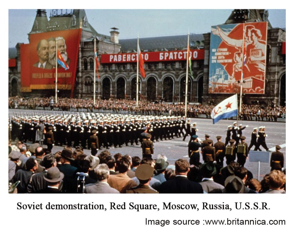 Soviet demonstration, Red Square, Moscow, Russia, U.S.S.R.