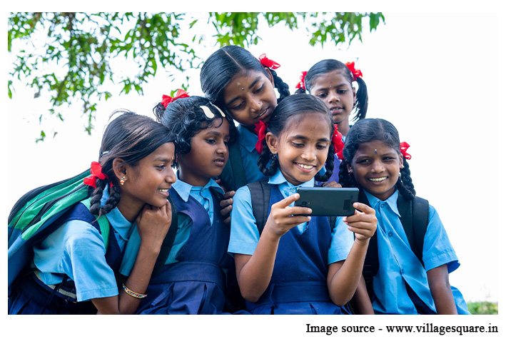students using smartphones
